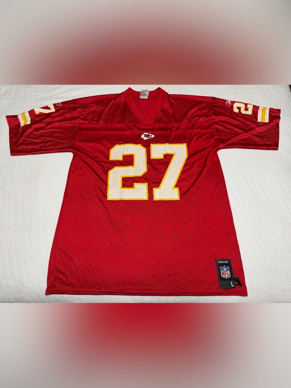 Kansas City Chiefs Jersey Mens LARGE Red NFL Football Larry Johnson 27 Reebok